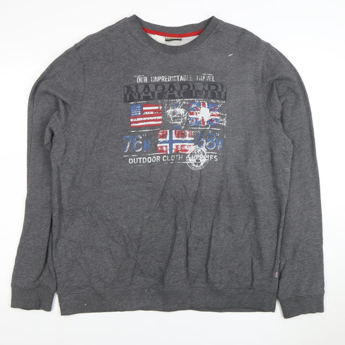 Napapijri Men’s Grey XXL Graphic Logo Crew Neck Sweatshirt