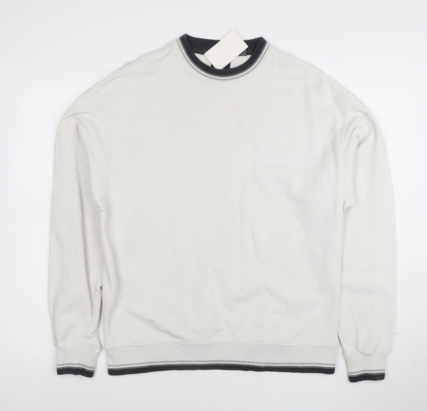 GAP Men White Cotton Crew Neck Pullover Sweatshirt Size S