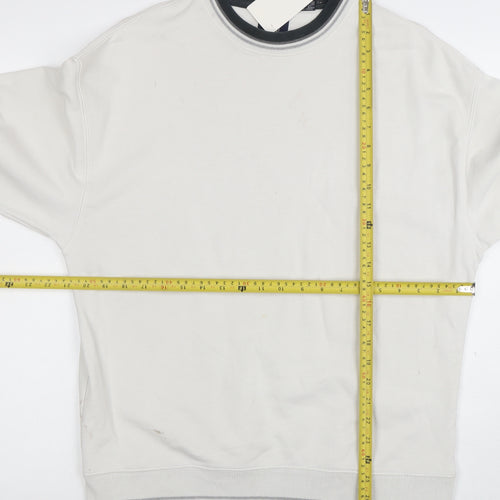 GAP Men White Cotton Crew Neck Pullover Sweatshirt Size S