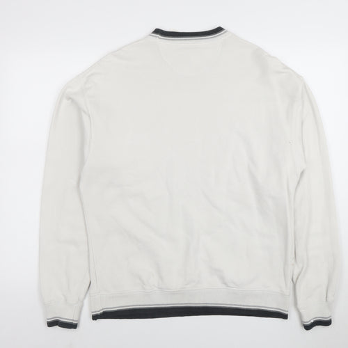 GAP Men White Cotton Crew Neck Pullover Sweatshirt Size S