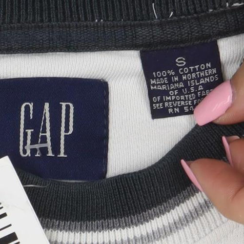 GAP Men White Cotton Crew Neck Pullover Sweatshirt Size S