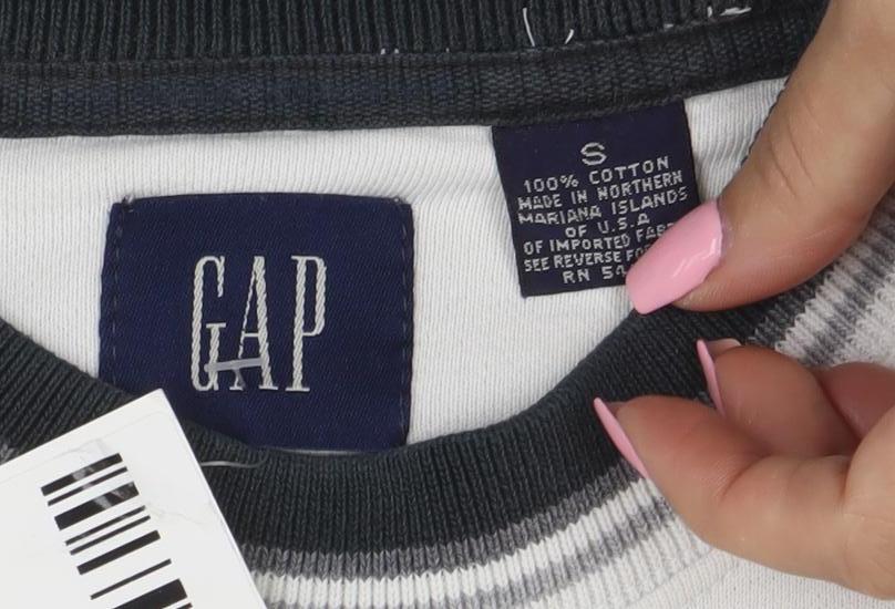 GAP Men White Cotton Crew Neck Pullover Sweatshirt Size S