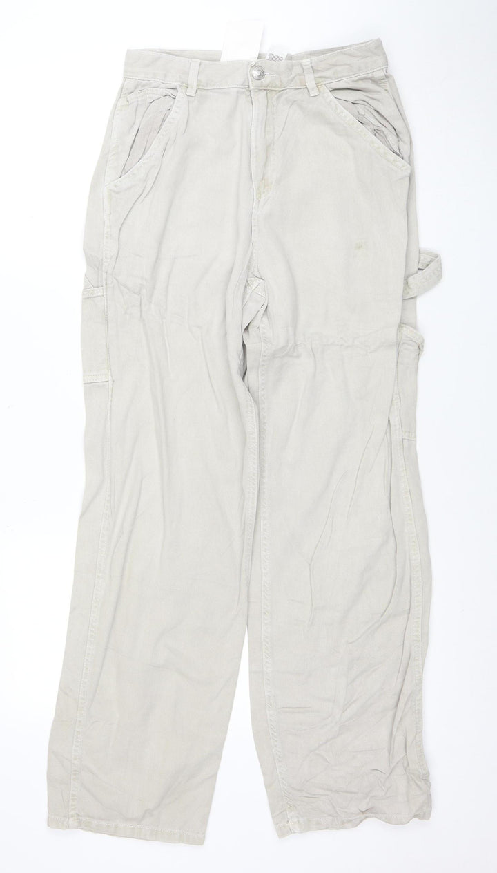 Garage Womens Beige Cargo Trousers Size 6 Cotton Straight Leg