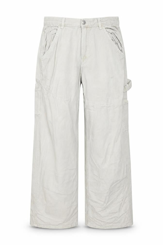 Front view of Garage women’s beige cargo trousers, size UK 6, cotton straight leg