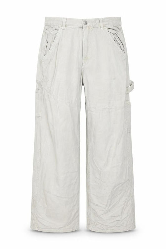 Front view of Garage women’s beige cargo trousers, size UK 6, cotton straight leg