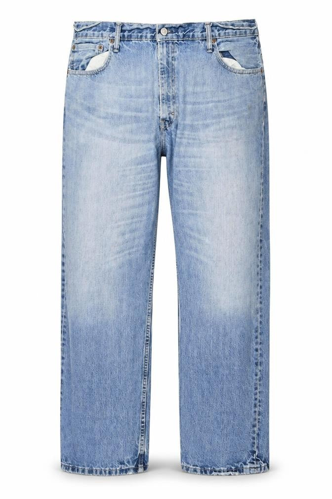 Front view of Levi's Men Blue 32 Straight Regular Fit Light Wash Denim Jeans