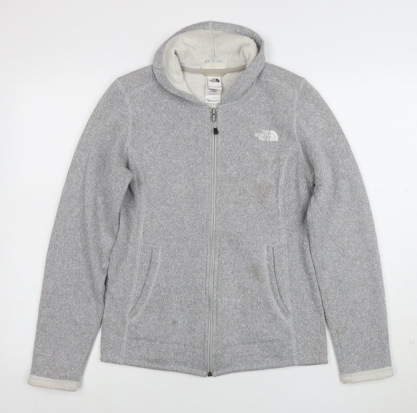 The North Face Women Grey Fleece Jacket Hooded Small