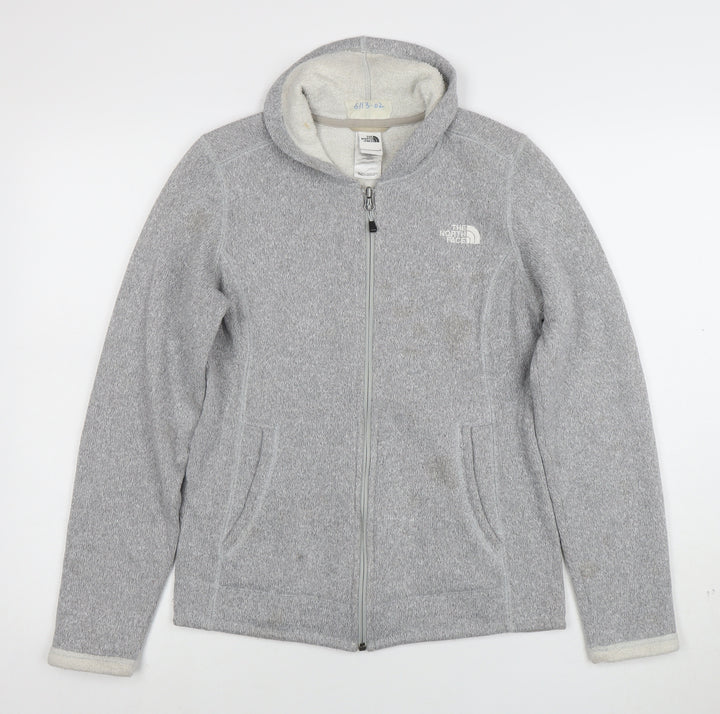 The North Face Women Grey Fleece Jacket Hooded Small