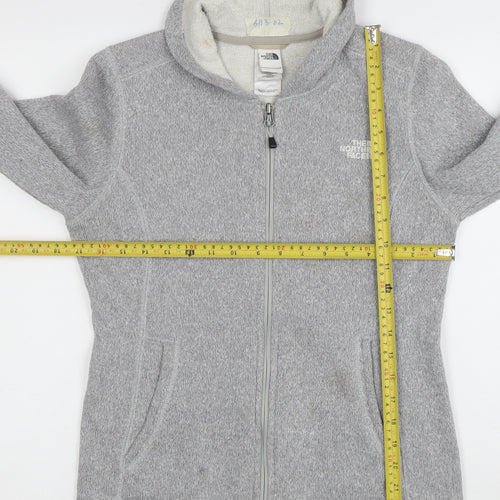 The North Face Women Grey Fleece Jacket Hooded Small