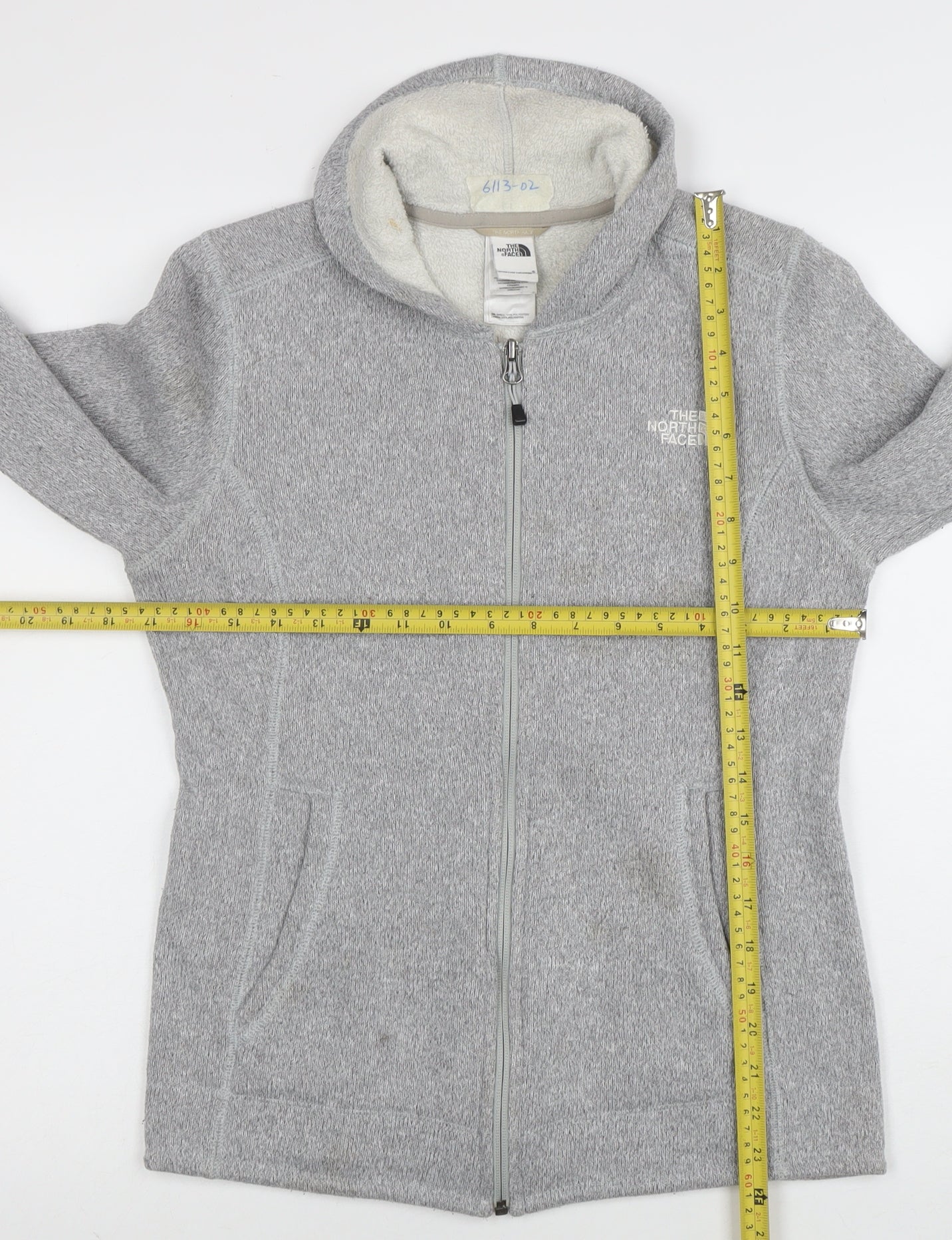 The North Face Women Grey Fleece Jacket Hooded Small