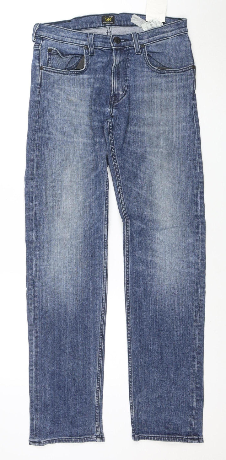 Lee Men's Blue Straight Leg Denim Jeans 29W 34L Regular Fit
