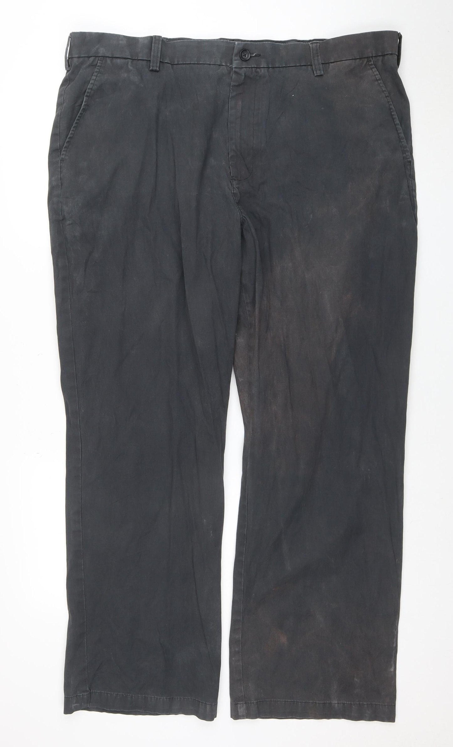 Croft & Barrow Men's Black Chino Trousers 42x32 Regular Fit Cotton Blend