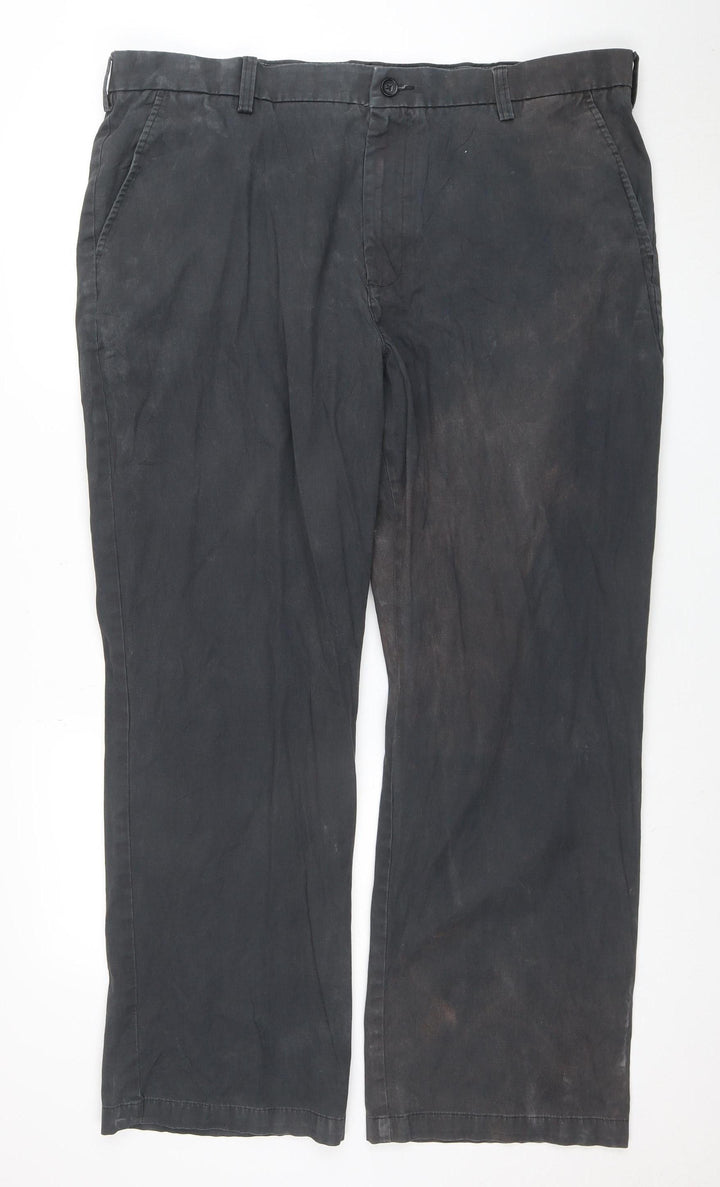Croft & Barrow Men's Black Chino Trousers 42x32 Regular Fit Cotton Blend