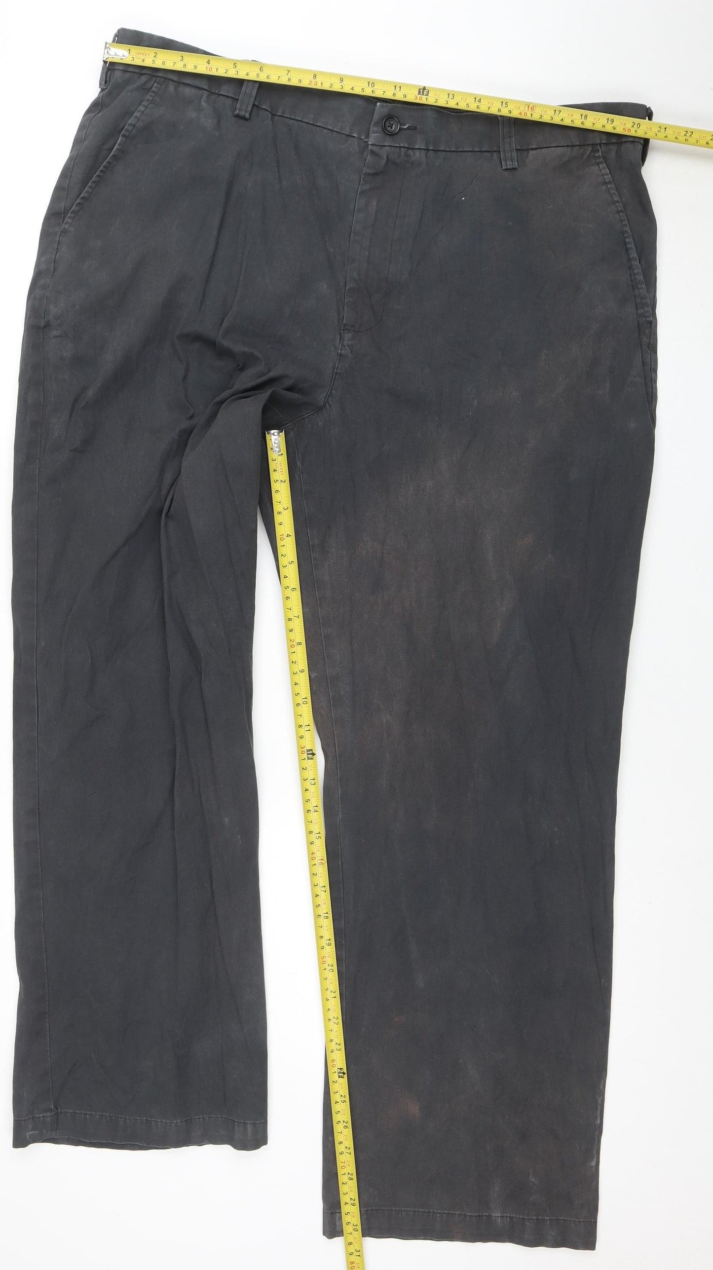 Croft & Barrow Men's Black Chino Trousers 42x32 Regular Fit Cotton Blend