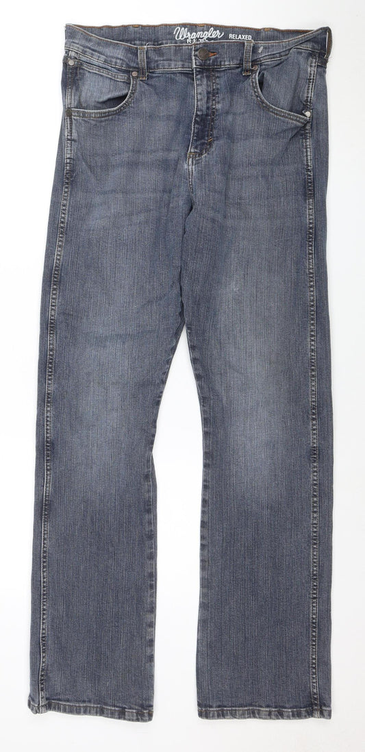 Wrangler Retro Men’s Blue Relaxed Bootcut Jeans 33x34 Denim Comfort Fit