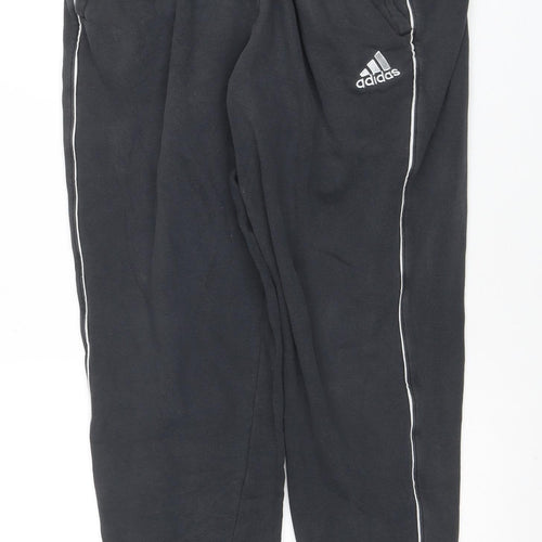 adidas Men Black L Jogger Fleece Trousers with Drawstring Waist