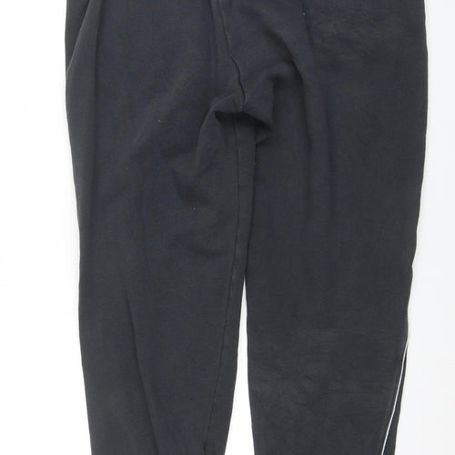 adidas Men Black L Jogger Fleece Trousers with Drawstring Waist