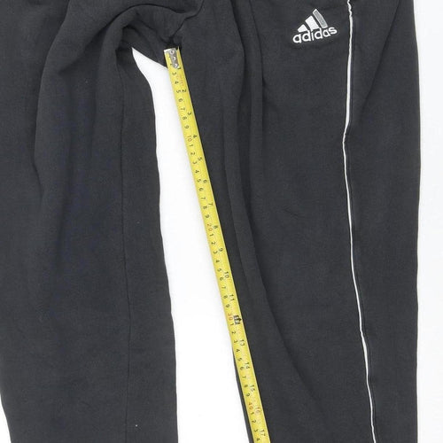 adidas Men Black L Jogger Fleece Trousers with Drawstring Waist