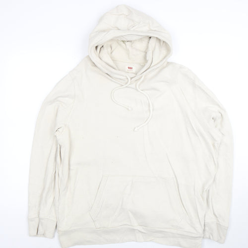 Levi’s Men’s Beige Pullover Hoodie XL Fleece Cotton Blend