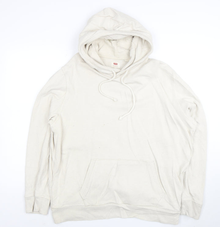 Levi’s Men’s Beige Pullover Hoodie XL Fleece Cotton Blend