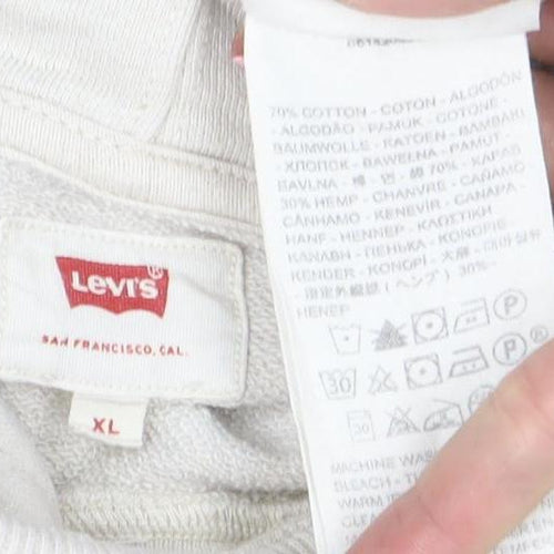 Levi’s Men’s Beige Pullover Hoodie XL Fleece Cotton Blend