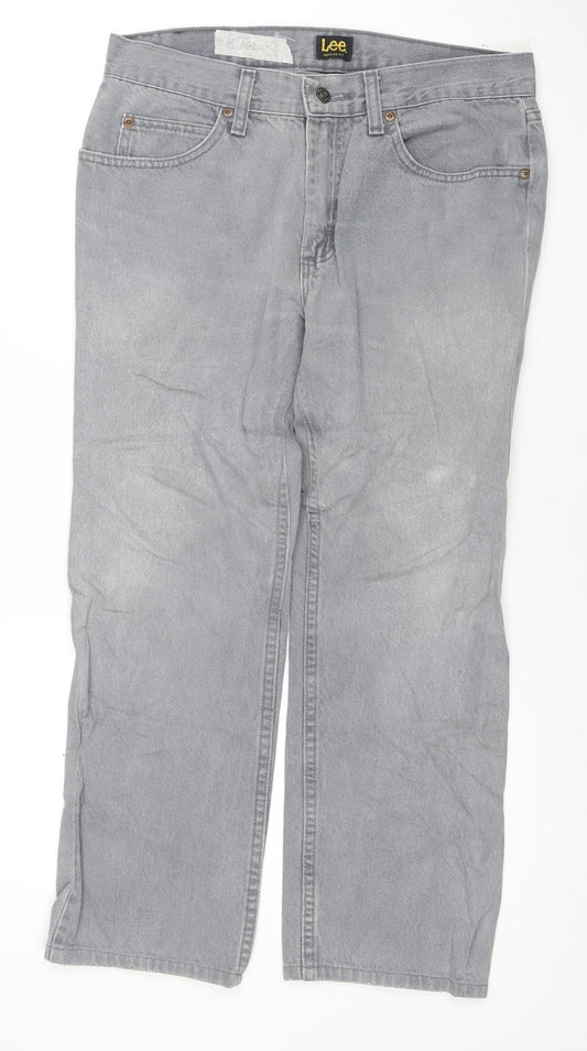 Lee Mens Grey Regular Fit Jeans Size 32x30 Straight Denim