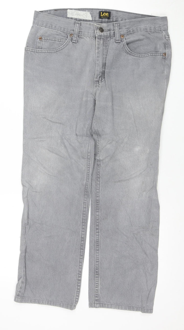 Lee Mens Grey Regular Fit Jeans Size 32x30 Straight Denim
