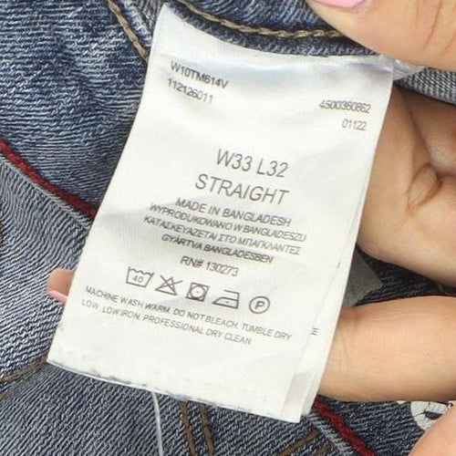 Wrangler Men's Blue Straight Leg Denim Jeans W33 L32