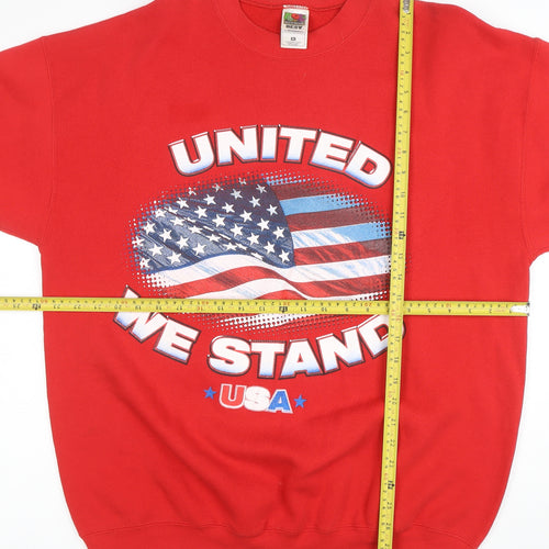 Fruit of the Loom Men’s Red XL Crew Neck Patriotic USA Graphic Sweatshirt