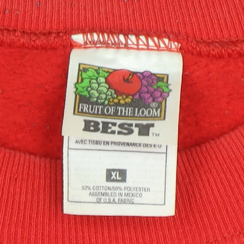 Fruit of the Loom Men’s Red XL Crew Neck Patriotic USA Graphic Sweatshirt