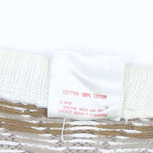 Revere Men’s Beige Geometric Cotton Knit Jumper XL Vintage Pullover