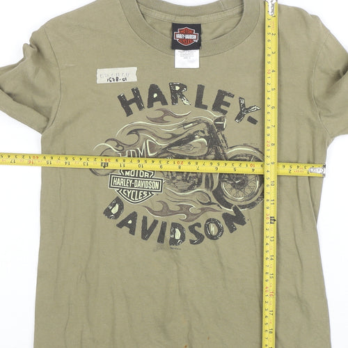 Harley-Davidson Boys Green Long Sleeve Pullover Hoodie Size S 100% Cotton
