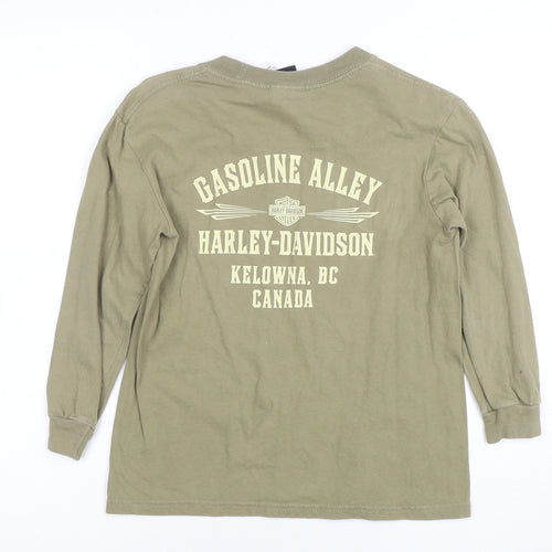 Harley-Davidson Boys Green Long Sleeve Pullover Hoodie Size S 100% Cotton
