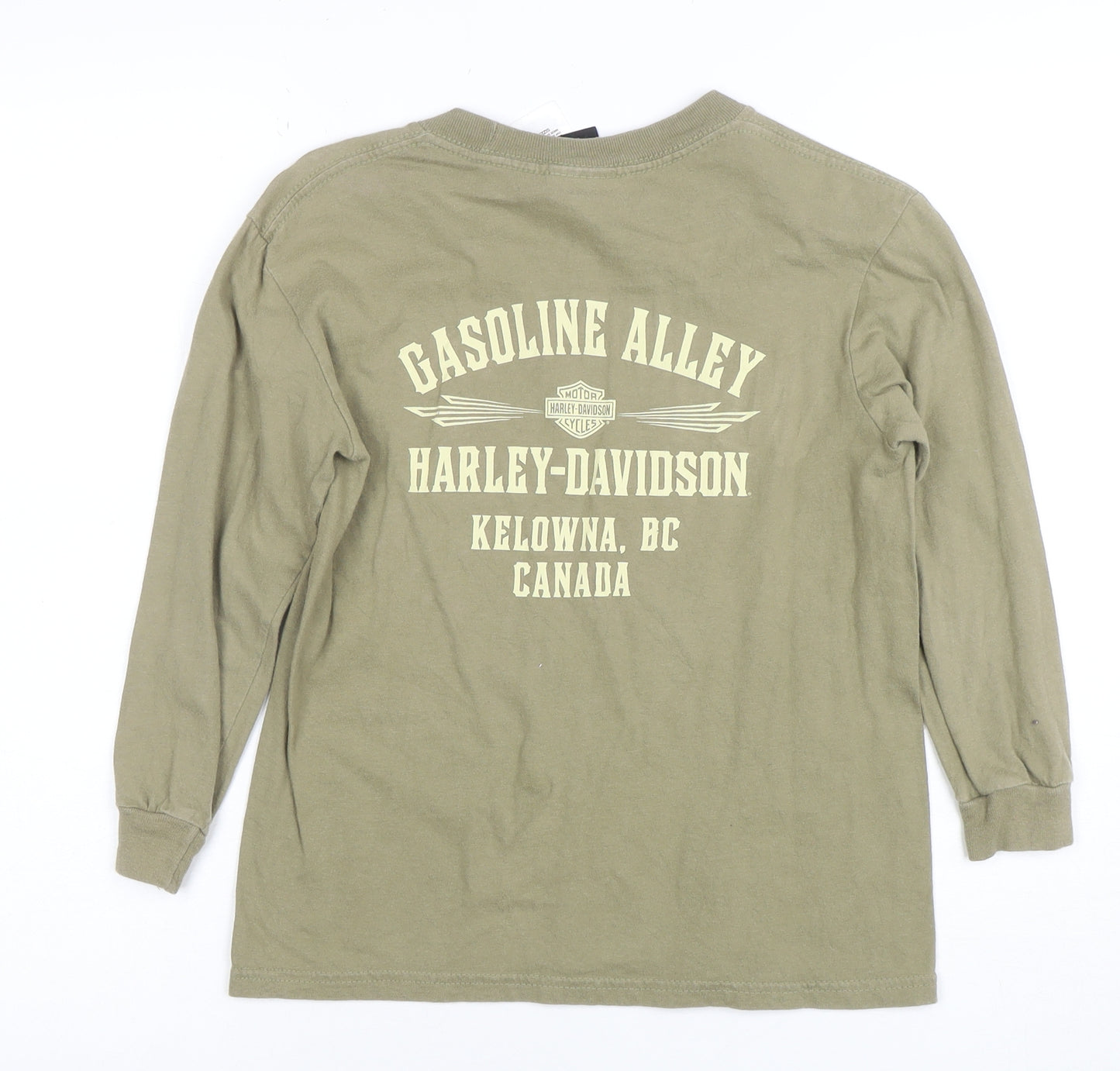 Harley-Davidson Boys Green Long Sleeve Pullover Hoodie Size S 100% Cotton