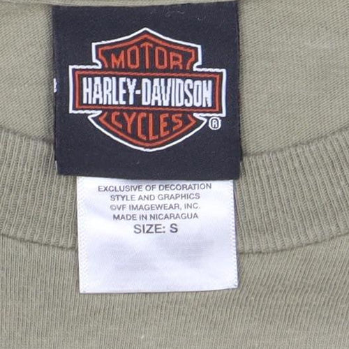 Harley-Davidson Boys Green Long Sleeve Pullover Hoodie Size S 100% Cotton