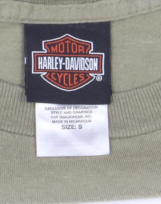Harley-Davidson Boys Green Long Sleeve Pullover Hoodie Size S 100% Cotton