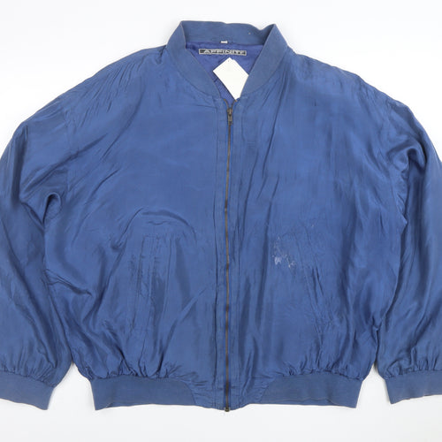 Affiniti Men's Blue Silk Bomber Jacket L Lightweight Vintage