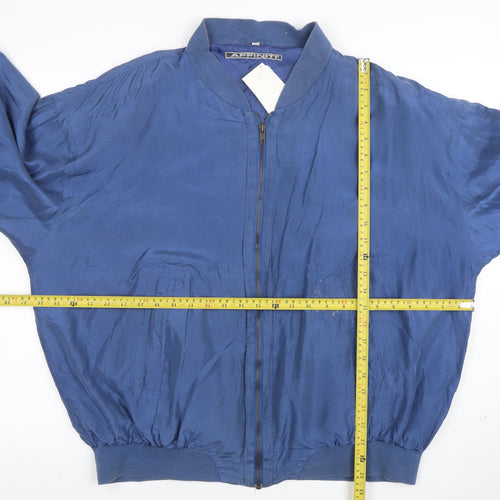 Affiniti Men's Blue Silk Bomber Jacket L Lightweight Vintage