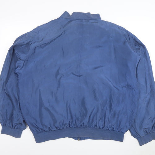 Affiniti Men's Blue Silk Bomber Jacket L Lightweight Vintage