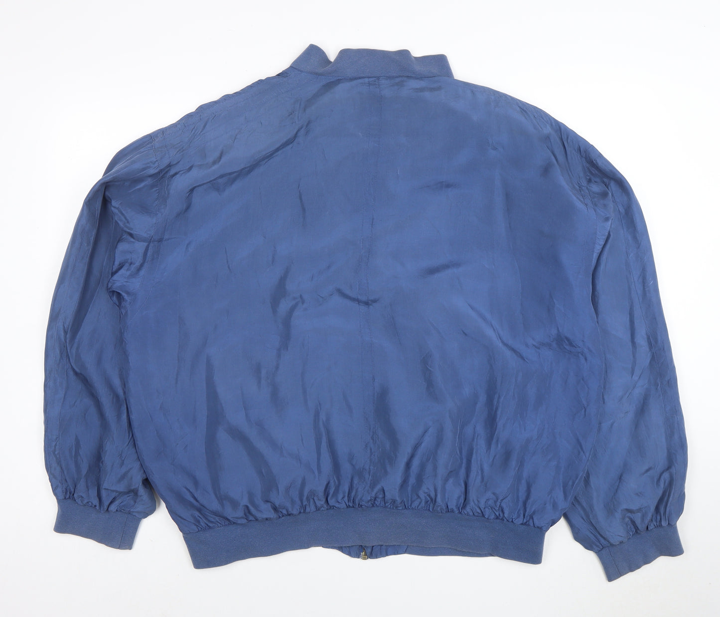 Affiniti Men's Blue Silk Bomber Jacket L Lightweight Vintage