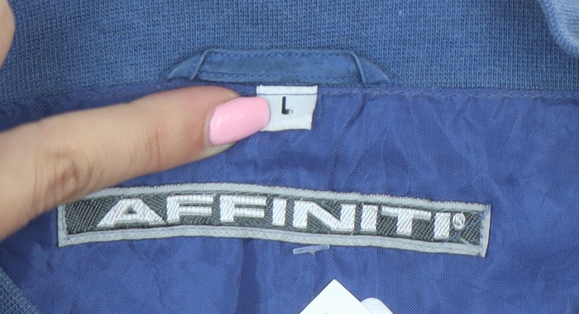 Affiniti Men's Blue Silk Bomber Jacket L Lightweight Vintage