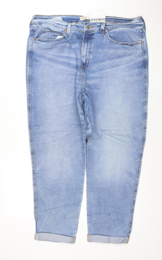 Levi Strauss Signature Womens Blue Mid Rise Boyfriend Jeans Size 16