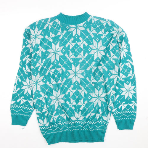 Hot Asshers Women’s Blue Fair Isle Pullover Jumper Size L