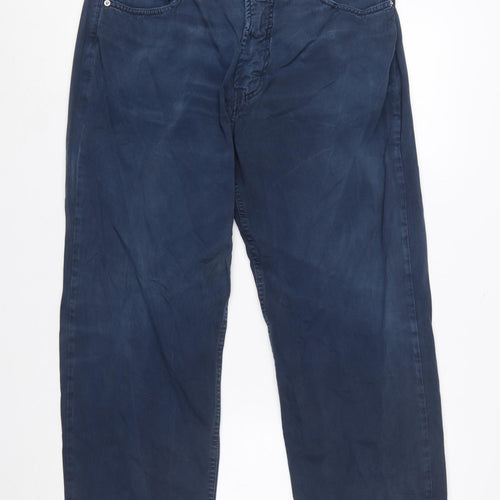 Hugo Boss Men's Blue Cotton Chino Trousers W35 L Regular Fit