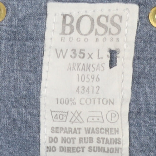 Hugo Boss Men's Blue Cotton Chino Trousers W35 L Regular Fit