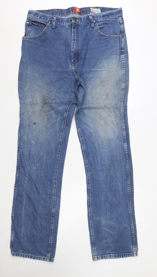 Wrangler Men's Blue 36x36 Slim Fit Straight Leg Denim Jeans