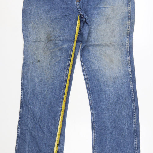 Wrangler Men's Blue 36x36 Slim Fit Straight Leg Denim Jeans