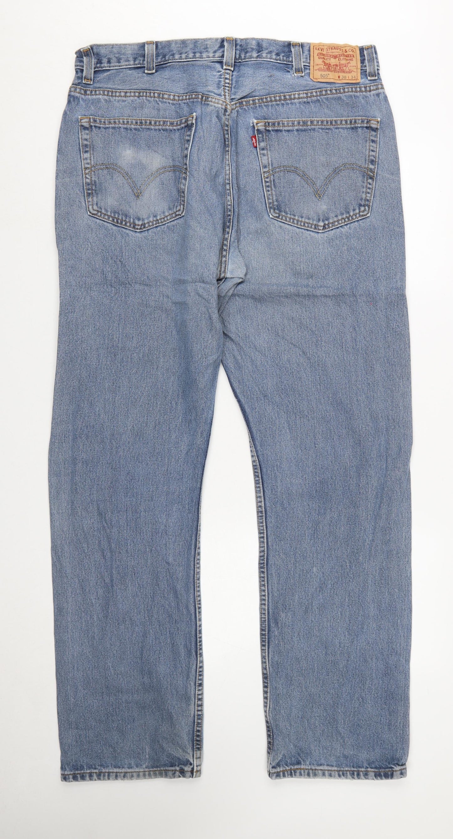 Levi's Men's Blue 505 Regular Fit Straight Leg Jeans W38 L34