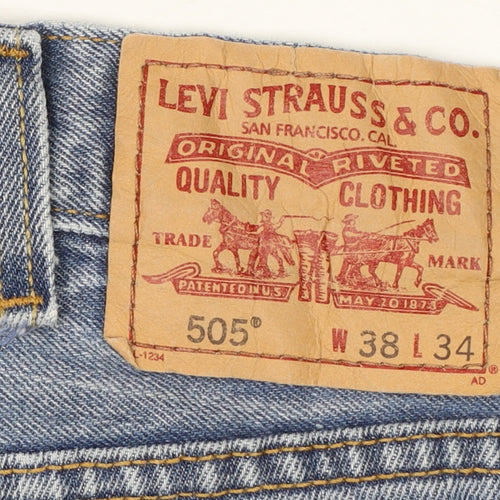 Levi's Men's Blue 505 Regular Fit Straight Leg Jeans W38 L34
