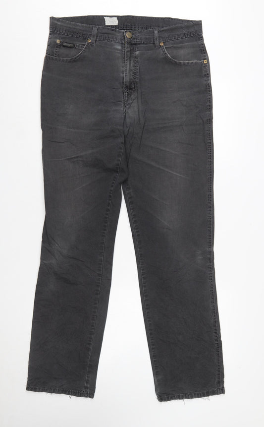 Wrangler Mens Black Texas Stretch Straight Jeans W35 L34 Cotton Denim